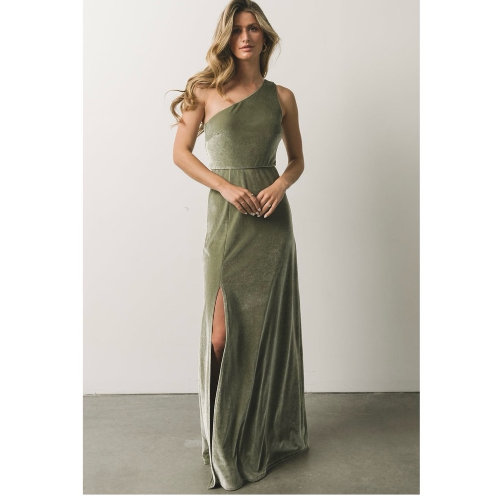 Baltic Born Olive Green One-Shoulder Maxi Dress